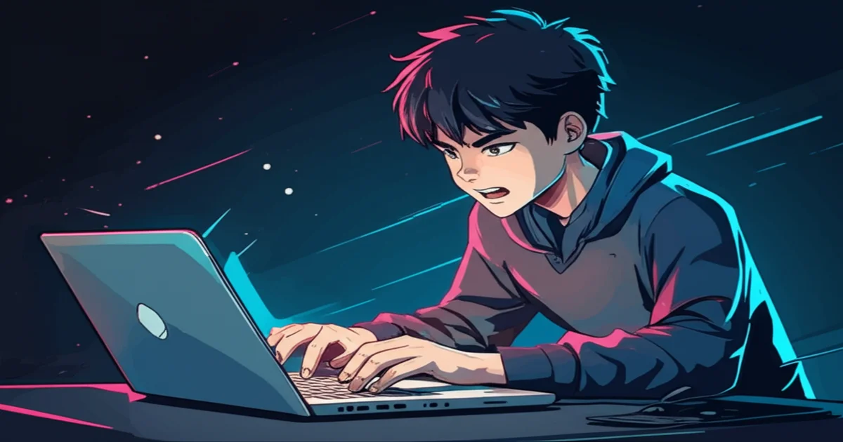 PCに向かうゆうまのイメージ